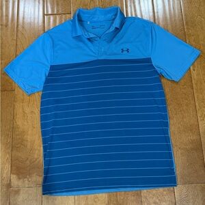 Under Armour Men's Striped Blue Polo